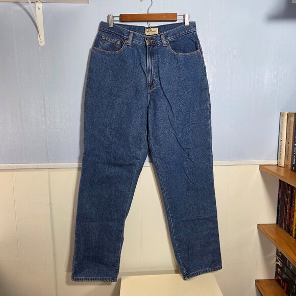 Vintage L.L. Bean 14 Medium Wash Denim Blue Lined Relaxed Fit Straight Leg Jeans - Picture 2 of 12